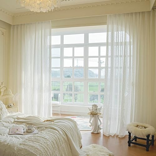 Tolldek 2er Set Halbtransparent Voile Vorhänge, Halbtransparent Tüllvorhänge Einfarbig, Polyester Ösen Vorhänge für Deko Wohnzimmer Schlafzimmer, B 132 x H 160cm, Weiß Tolldek 2er Set Halbtransparent Voile Vorhänge, Halbtransparent Tüllvorhänge Einfarbig, Polyester Ösen Vorhänge für Deko Wohnzimmer Schlafzimmer, B 132 x H 160cm, Weiß von Tolldek