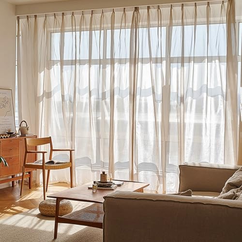 Tolldek 2er Set Halbtransparent Voile Vorhänge, Transparente Gardine Einfarbig, Polyester Ösen Vorhänge Fenstergardinen Modern für Wohnzimmer, B 107 x H 115cm, Kaffee Tolldek 2er Set Halbtransparent Voile Vorhänge, Transparente Gardine Einfarbig, Polyester Ösen Vorhänge Fenstergardinen Modern für Wohnzimmer, B 107 x H 115cm, Kaffee von Tolldek