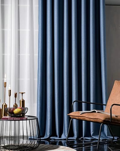 Tolldek 2er Set Vorhänge Muster Blickdicht, Vorhänge Lang Einfarbig, Polyester Ösen Vorhang Blickdicht mit Muster für Deko Wohnzimmer Schlafzimmer, B 107 x H 183cm, Dunkel Blau Tolldek 2er Set Vorhänge Muster Blickdicht, Vorhänge Lang Einfarbig, Polyester Ösen Vorhang Blickdicht mit Muster für Deko Wohnzimmer Schlafzimmer, B 107 x H 183cm, Dunkel Blau von Tolldek