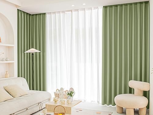 Tolldek 2er Set Vorhang Blickdicht, Vorhänge Kinderzimmer Einfarbig, Polyester Ösen Vorhänge Vintage Fenstergardinen Modern für Wohnzimmer, B 132 x H 138cm, Grün Tolldek 2er Set Vorhang Blickdicht, Vorhänge Kinderzimmer Einfarbig, Polyester Ösen Vorhänge Vintage Fenstergardinen Modern für Wohnzimmer, B 132 x H 138cm, Grün von Tolldek