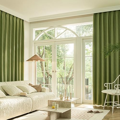 Tolldek 2er Set Vorhang Gardine Verdunkelnd, Vorhänge Muster Blickdicht Einfarbig, Polyester Ösen Verdunkelungsvorhang mit Ösen Fenstergardinen für Wohnzimmer, B 86 x H 115cm, Grün Tolldek 2er Set Vorhang Gardine Verdunkelnd, Vorhänge Muster Blickdicht Einfarbig, Polyester Ösen Verdunkelungsvorhang mit Ösen Fenstergardinen für Wohnzimmer, B 86 x H 115cm, Grün von Tolldek