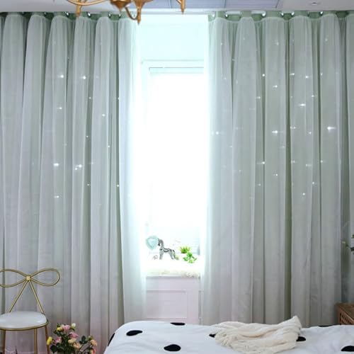 Tolldek 2er Set Vorhang UV Schutz, Fenstervorhang Verdunkelung Stern, Polyester Ösen Fenster Vorhang Deko Fenstergardinen Modern für Wohnzimmer, B 137 x H 183cm, Grün Tolldek 2er Set Vorhang UV Schutz, Fenstervorhang Verdunkelung Stern, Polyester Ösen Fenster Vorhang Deko Fenstergardinen Modern für Wohnzimmer, B 137 x H 183cm, Grün von Tolldek