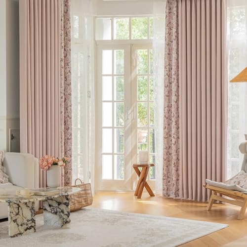Tolldek 2er Set Vorhang Verdunkelung Fenster, Vorhänge Muster Blickdicht Patchwork Blumen, Chenille Ösen Vorhänge Lang für Deko Wohnzimmer Schlafzimmer, B 137 x H 160cm, Rose Tolldek 2er Set Vorhang Verdunkelung Fenster, Vorhänge Muster Blickdicht Patchwork Blumen, Chenille Ösen Vorhänge Lang für Deko Wohnzimmer Schlafzimmer, B 137 x H 160cm, Rose von Tolldek