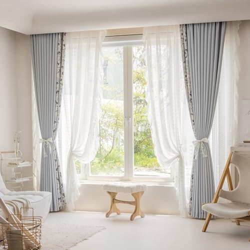 Tolldek 2er Verdunkelungsvorhang Kinderzimmer Mädchen, Verdunkelungsvorhänge Kräuselband Patchwork Blumen, Chenille Ösen Verdunklungsvorhänge Ösen für Wohnzimmer, B 86 x H 214cm, Grau Tolldek 2er Verdunkelungsvorhang Kinderzimmer Mädchen, Verdunkelungsvorhänge Kräuselband Patchwork Blumen, Chenille Ösen Verdunklungsvorhänge Ösen für Wohnzimmer, B 86 x H 214cm, Grau von Tolldek
