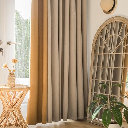 Tolldek 2er Verdunkelungsvorhang Ösen, Vorhang Muster Modern Patchwork Zweifarbig, Polyester Baumwolle Ösen Ösenvorhang Blickdicht Fenstergardinen, B 132 x H 183cm, Milchweiß Hellbraun Tolldek 2er Verdunkelungsvorhang Ösen, Vorhang Muster Modern Patchwork Zweifarbig, Polyester Baumwolle Ösen Ösenvorhang Blickdicht Fenstergardinen, B 132 x H 183cm, Milchweiß Hellbraun von Tolldek