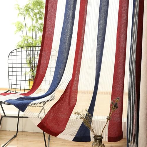 Tolldek 2er Voile Vorhangschals, Transparente Vorhang Patchwork, Polyester Ösen Vorhänge für Deko Wohnzimmer Schlafzimmer, B 96 x H 115cm, Rot Blau Tolldek 2er Voile Vorhangschals, Transparente Vorhang Patchwork, Polyester Ösen Vorhänge für Deko Wohnzimmer Schlafzimmer, B 96 x H 115cm, Rot Blau von Tolldek