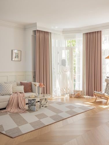 Tolldek 2er Vorhang, Vorhang Verdunkelung Muster Patchwork Zweifarbig, Chenille Ösen Verdunkelungsvorhang Kinderzimmer Junge für Deko Wohnzimmer Schlafzimmer, B 132 x H 244cm, Rose Tolldek 2er Vorhang, Vorhang Verdunkelung Muster Patchwork Zweifarbig, Chenille Ösen Verdunkelungsvorhang Kinderzimmer Junge für Deko Wohnzimmer Schlafzimmer, B 132 x H 244cm, Rose von Tolldek