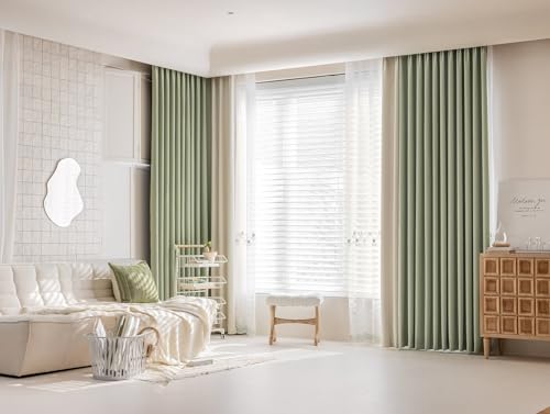 Tolldek 2pcs Set Vorhänge Wohnzimmer Junge, Verdunklungs Vorhang Kinderzimmer Patchwork Zweifarbig, Chenille Ösen Vorhang Muster Modern Schals, B 96 x H 115cm, Grün Tolldek 2pcs Set Vorhänge Wohnzimmer Junge, Verdunklungs Vorhang Kinderzimmer Patchwork Zweifarbig, Chenille Ösen Vorhang Muster Modern Schals, B 96 x H 115cm, Grün von Tolldek