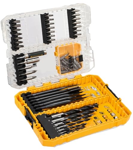 Tolxh 57-teiliges #DT70758-QZ Schraubenantriebsset DT70758 Chargenkopf-Set mit lokalisierbarem Bohrer, Holzbearbeitung, Flachbohrer, Qualität, langlebig, Ersatzteile für Dewalt von Tolxh