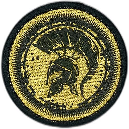 Bundeswehr Spartanischer Helm Patch Gestickt mit Klett - Deutschland Patch - Militär aufnäher - Patch klett - Airsoft Patch - Goldene Farbe: 75 x 75 mm von A TODA LECHE