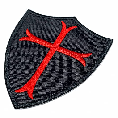 Templerkreuz Schild der Templer-Militärkreuzfahrer. Moral-Patch bestickte Brosche zum Aufbügeln. Bügelflicken für Kleidung - Crossfit Flicken - Templer Flicken. 8x6cm von A TODA LECHE