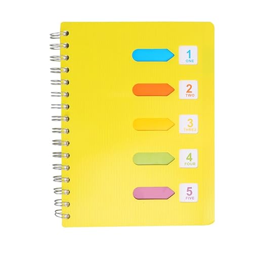 Tomaibaby A5 Spiralblock 6. 3X8. 2-Zoll-Notizblock Spiralförmiges Geschäftsnotizbuch mit Trennwand für Die Büroschule (A5 Gelb) von Tomaibaby