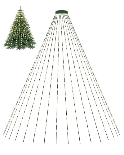 Lichterkette Weihnachtsbaum, 2m Christbaumbeleuchtung mit Ring, 16 Stränge 400LED für Lichterkette außen/innen, Tannenbaum Lichterkette mit 8 Modi + Timer für 1,5-2,4m Tannen - Warmweiß Lichterkette Weihnachtsbaum, 2m Christbaumbeleuchtung mit Ring, 16 Stränge 400LED für Lichterkette außen/innen, Tannenbaum Lichterkette mit 8 Modi + Timer für 1,5-2,4m Tannen - Warmweiß von Tomanwai