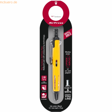 4 x Tombow Kugelschreiber AirPress Pen mit Drucklufttechnik gelb von Tombow