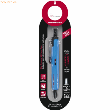 4 x Tombow Kugelschreiber AirPress Pen mit Drucklufttechnik hellblau von Tombow
