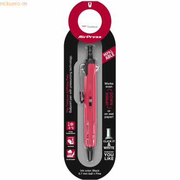 4 x Tombow Kugelschreiber AirPress Pen mit Drucklufttechnik rot von Tombow
