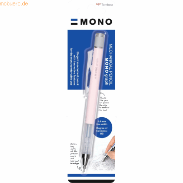 5 x Tombow Druckbleistift Mono graph 0,5mm korallenrosa Blister von Tombow