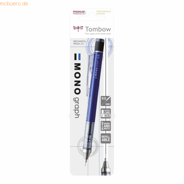 5 x Tombow Feinminenstift Mono Graph 0,5mm blau Blister von Tombow