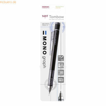 5 x Tombow Feinminenstift Mono Graph 0,5mm schwarz Blister von Tombow