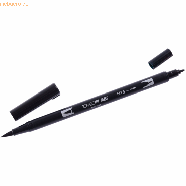 6 x Tombow Dual-Fasermaler ABT mit Rundspitze/Pinselspitze black von Tombow