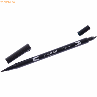 6 x Tombow Dual-Fasermaler ABT mit Rundspitze/Pinselspitze lamp black von Tombow