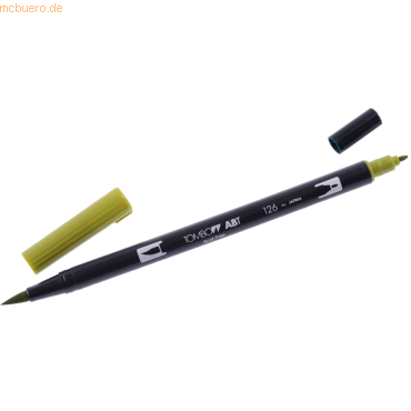 6 x Tombow Dual-Fasermaler ABT mit Rundspitze/Pinselspitze light olive von Tombow