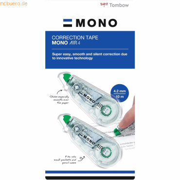 6 x Tombow Korrekturroller Mono air 4 4,2mmx10m VE=2 Stück Blister 6 x Tombow Korrekturroller Mono air 4 4,2mmx10m VE=2 Stück Blister von Tombow