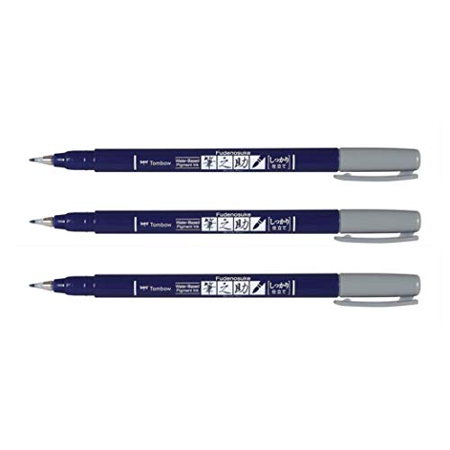 Tombow 3 Filzstifte Stifte für Zeichnen und Kalligraphie, Spitze Fudenosuke Farbe Grau Tombow 3 Filzstifte Stifte für Zeichnen und Kalligraphie, Spitze Fudenosuke Farbe Grau von Tombow