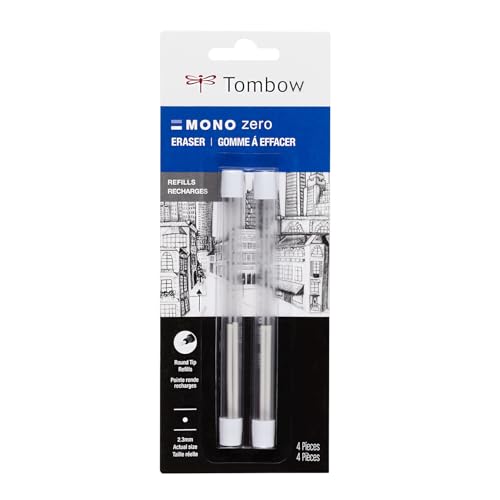 Tombow 57316 Mono Zero Radiergummi, rund, 2,3 mm, 2 Stück von Tombow