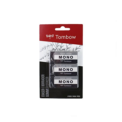 Tombow 57330 MONO schwarzer Radiergummi, Medium, 3 Stück. Entfernt Flecken sauber ohne das Papier zu beschädigen. von Tombow