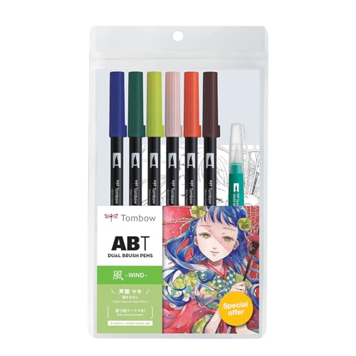 Tombow 72562 Dual Brush Pen Art Marker Manga Illustration Wind 6er-Pack Tombow 72562 Dual Brush Pen Art Marker Manga Illustration Wind 6er-Pack von Tombow