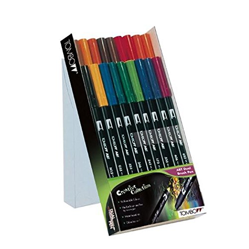 Tombow ABT-18C-1 Fasermaler Dual Brush Pen mit zwei Spitzen, 18-er Set, primärfarben von Tombow