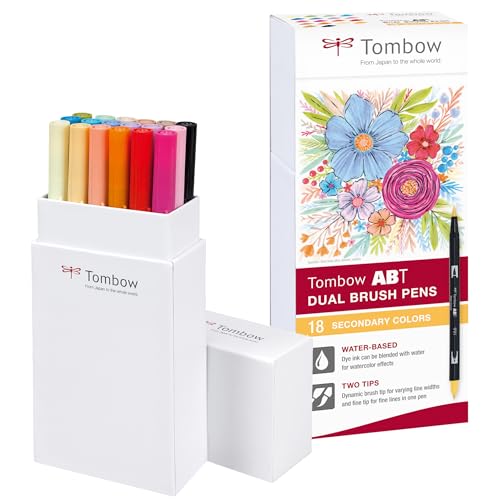 Tombow ABT-18P-2 Fasermaler Dual Brush Stift mit zwei Spitzen, 18er Set, Sekundärfarben Tombow ABT-18P-2 Fasermaler Dual Brush Stift mit zwei Spitzen, 18er Set, Sekundärfarben von Tombow