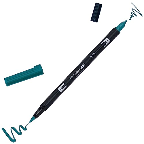 Tombow - ABT Dual Brush | Aquarell-Marker mit doppelter Spitze für professionelle Zeichnungen, Lettering, Manga, Quasten und Aquarellfarben - Farbe Jade Gren 379 von Tombow