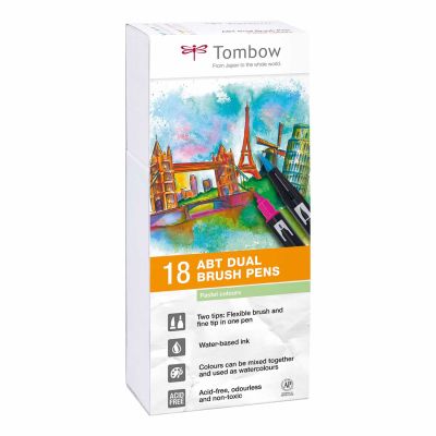 ABT Dual Brush Pen Pastellfarben 18er Set von Tombow