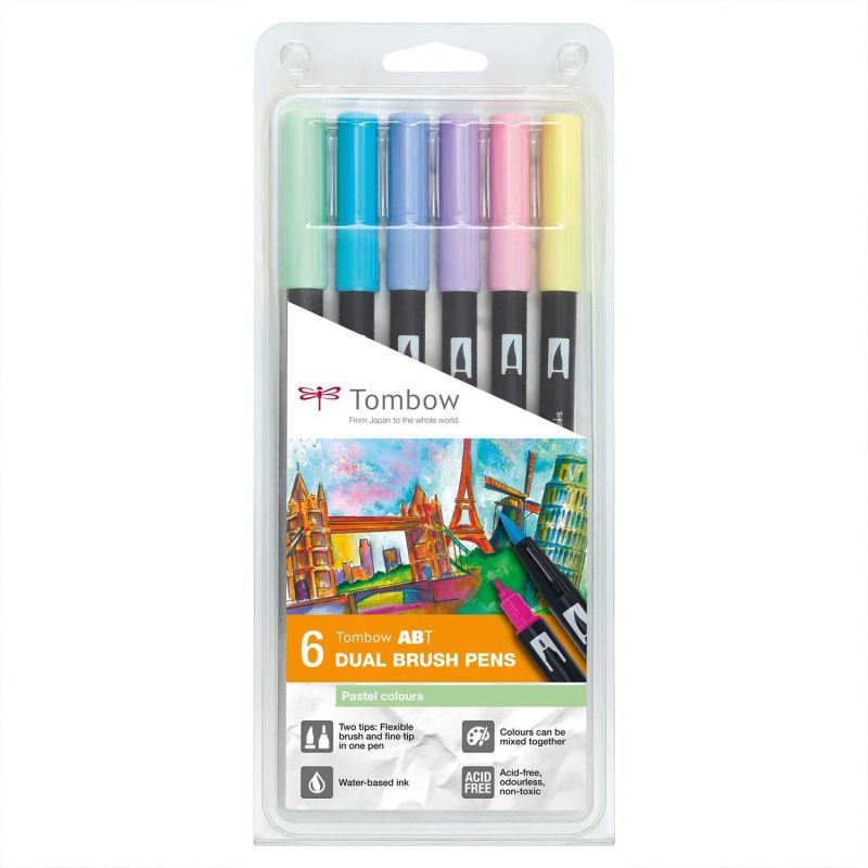 ABT Dual Brush Pen Pastellfarben 6er Set von Tombow