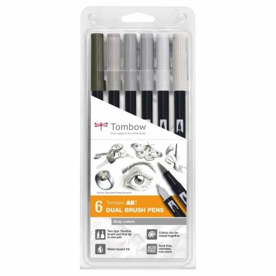 ABT Dual Brush Pen-Set Gray Colours 6teilig von Tombow