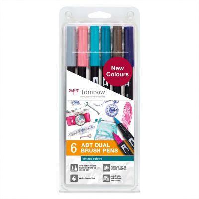 ABT Dual Brush Pen-Set Vintage Colours 6teilig von Tombow