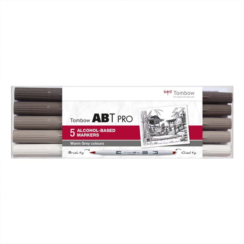 ABT PRO Warm Grey Colours Alkoholbasierte Marker 5teilig von Tombow