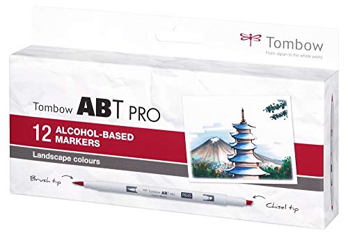 Tombow ABTP-12P-1 Alkoholbasierter Marker ABT PRO zwei Spitzen Basic Colors von Tombow
