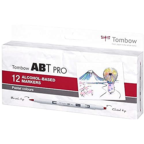 Tombow ABTP-12P-2 Alkoholbasierter Marker ABT PRO zwei Spitzen Pastel Colors von Tombow