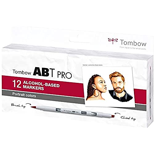 Tombow ABTP-12P-6, Alkoholbasierter Marker ABT PRO, mit zwei Spitzen Portrait Colors von Tombow