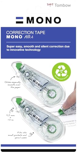 Tombow CT-CA4-2P Korrekturroller Mono air 4, seitliches Abrollen, 4,2 mm x 10 m, transparent, Zweierpack Tombow CT-CA4-2P Korrekturroller Mono air 4, seitliches Abrollen, 4,2 mm x 10 m, transparent, Zweierpack von Tombow