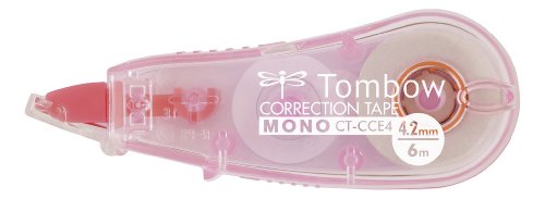 Tombow CT-CCE4-PK Mini-Korrekturroller, mittiges Abrollen, 4.2 mm x 6 m, geblistert, transparent pink von Tombow