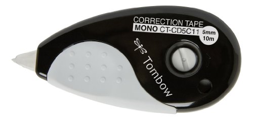 Tombow CT-CD5C11 Korrekturroller Mono Grip, mittiges Abrollen, 5 mm x 10 m, geblistert, schwarz/grau von Tombow