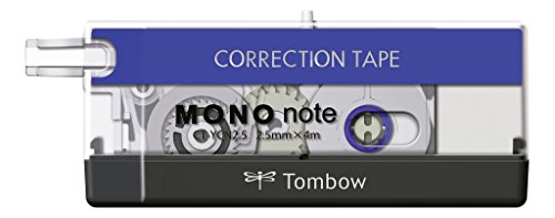 Tombow CT-YCN2.5-B Korrekturroller Mono note seitliches Abrollen, 2.5 mm x 4 m, schwarz/blau/weiß von Tombow