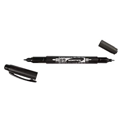 Tombow Permanentmarker MONO TWIN | Doppelte feine und dicke Spitze | Ideal zum Zeichnen, Schreiben und Kunst | Farbe Schwarz von Tombow