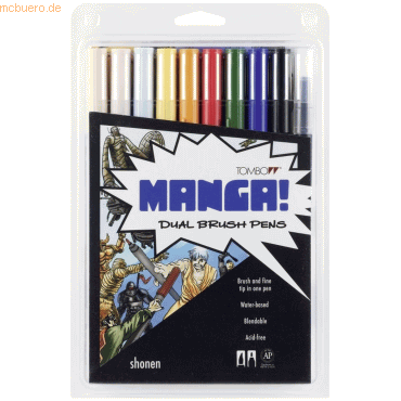 Tombow Dual-Fasermaler ABT mit Rundspitze/Pinselspitze 10 Stifte Manga von Tombow