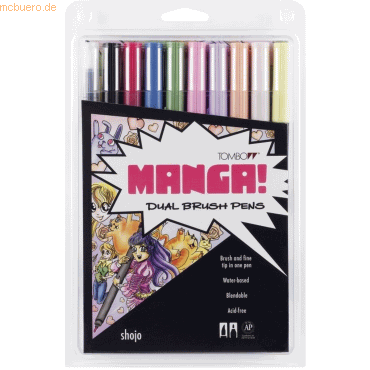 Tombow Dual-Fasermaler ABT mit Rundspitze/Pinselspitze 10 Stifte Manga von Tombow