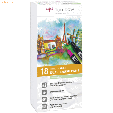 Tombow Dual-Fasermaler ABT mit Rundspitze/Pinselspitze Wasserbasis Pas Tombow Dual-Fasermaler ABT mit Rundspitze/Pinselspitze Wasserbasis Pas von Tombow